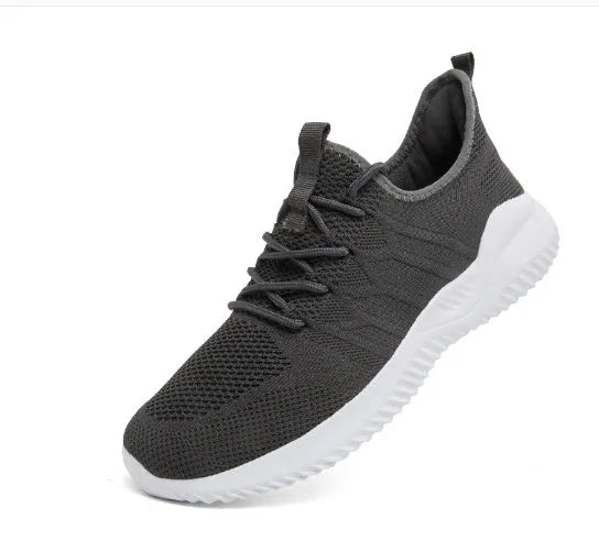 Men's black and white breathable mesh sneakers with PVC soles for casual jogging and spring outdoor wear