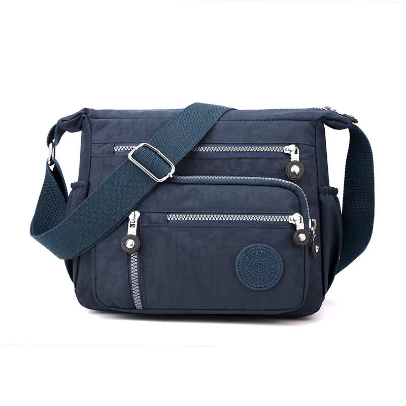 Nylon shoulder messenger bag in five colours with large capacity and soft square design