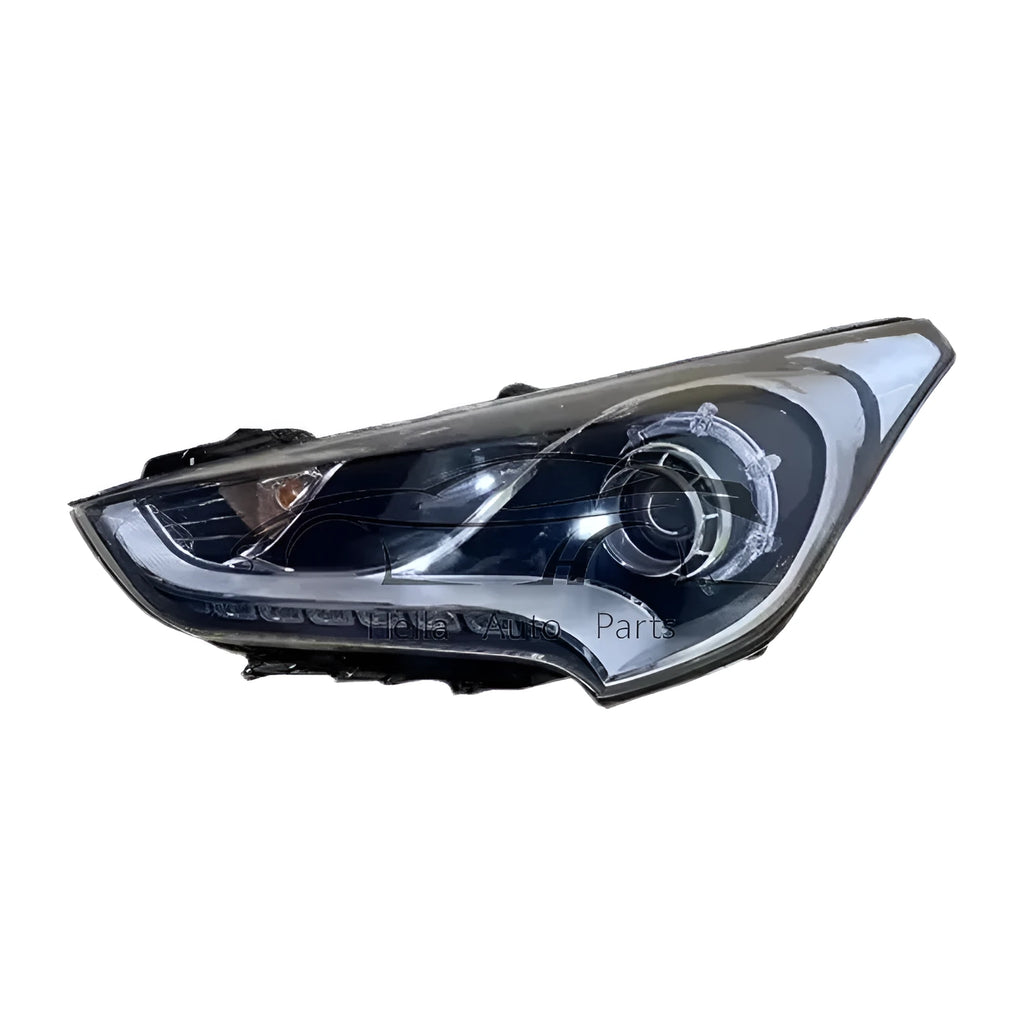Black ABS plastic headlight assembly for Hyundai Veloster vehicles with 92101-2V500 model designation
