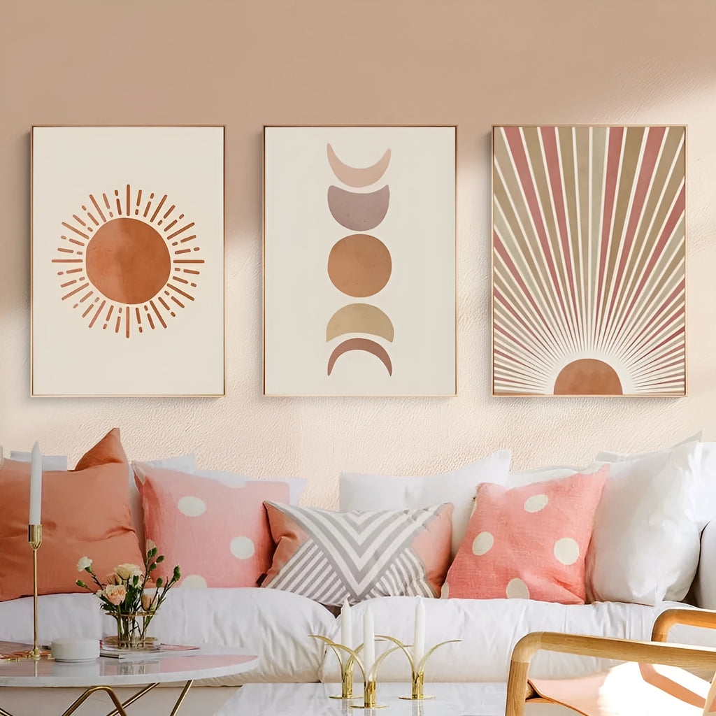 Pink abstract canvas art micro-jet painting with PS foam and aluminium alloy frame for living room wall decor