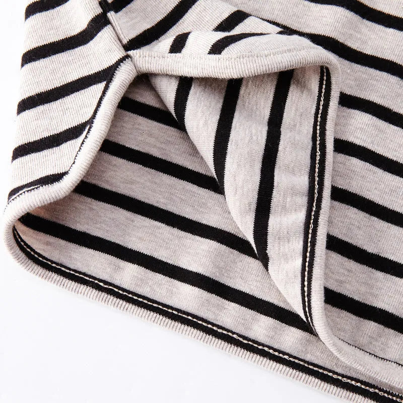 Striped print cotton long sleeve T-shirt for baby girls in black or red colours