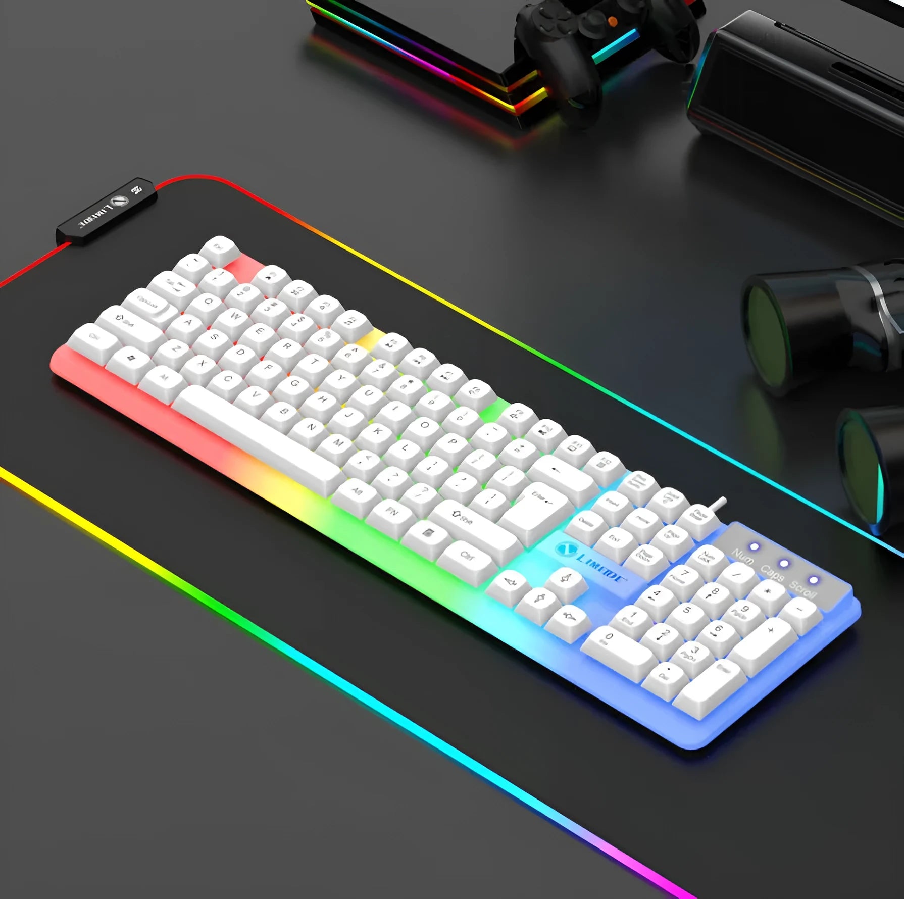 TX35 mechanical feeling computer keyboard with 1.5m cable in white or black rainbow colour