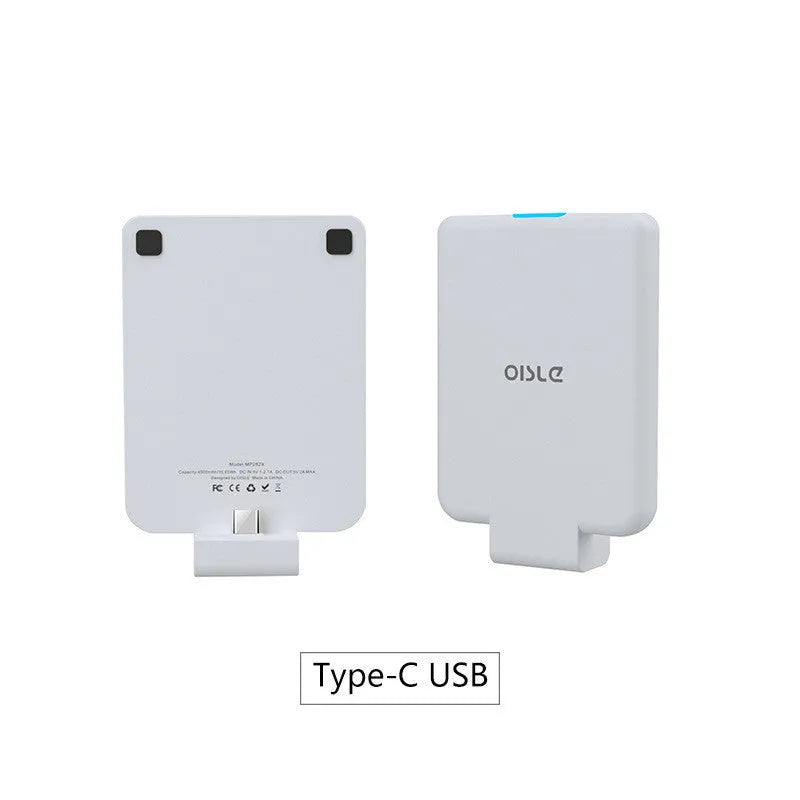 Slim 4500mAh back clip battery for iPhone Android Type-C phones in black, white, blue, pink, red