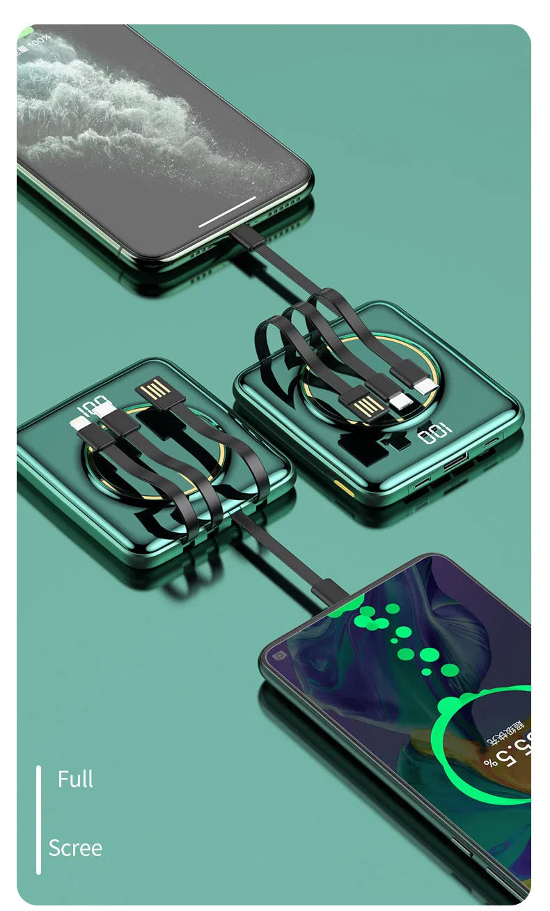20000mAh portable power bank with PD20W fast charging and LCD display in red, green or black
