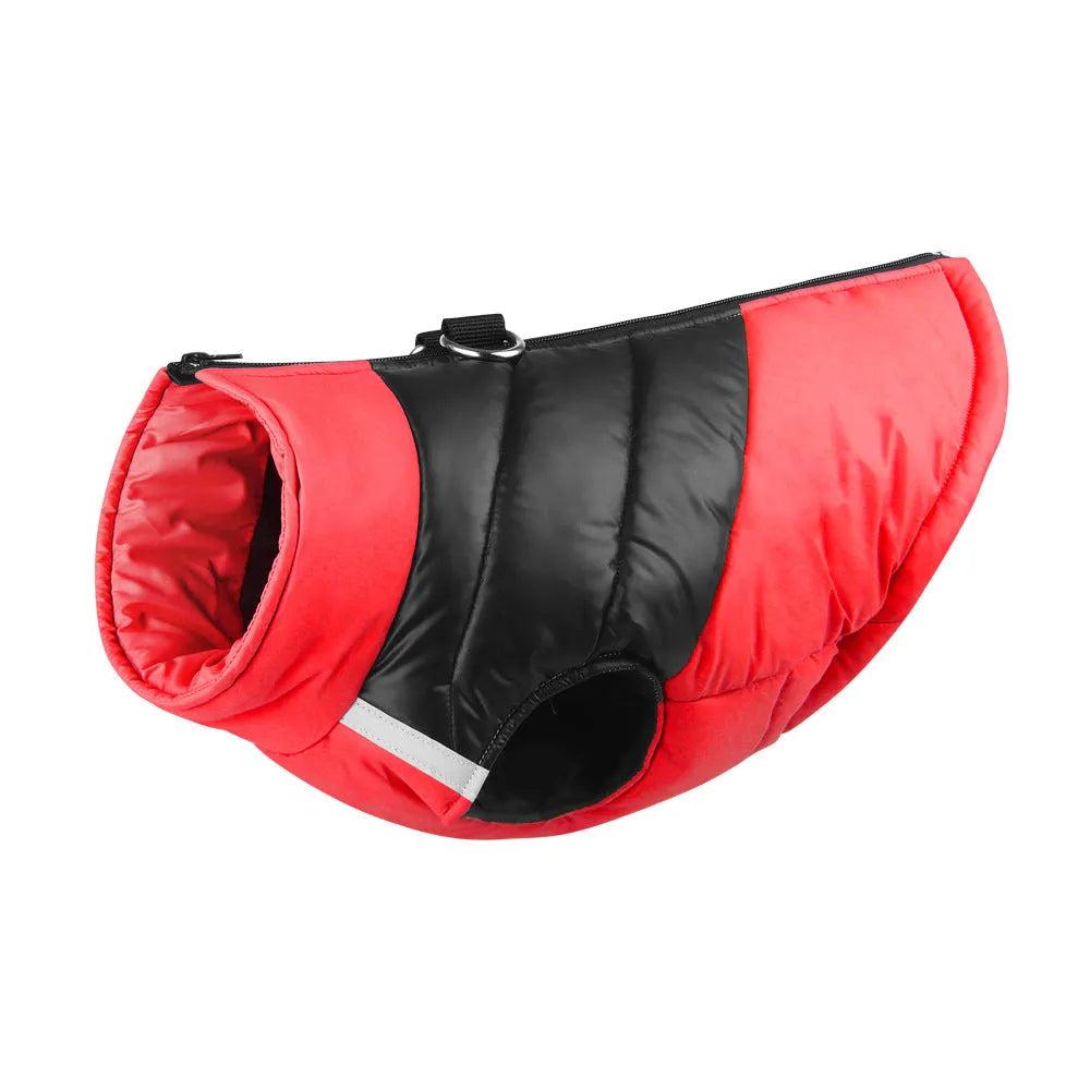 Waterproof padded dog vest jacket with zipper in multiple colours and sizes for winter wear