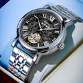 Men's stainless steel automatic waterproof watch with business style design
