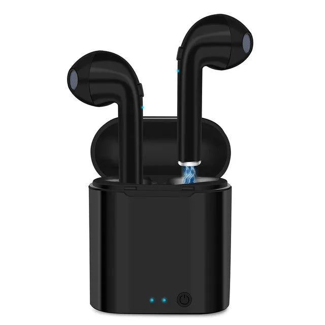 Universal black Bluetooth wireless headphones semi-in-ear gaming headset plastic construction plain design