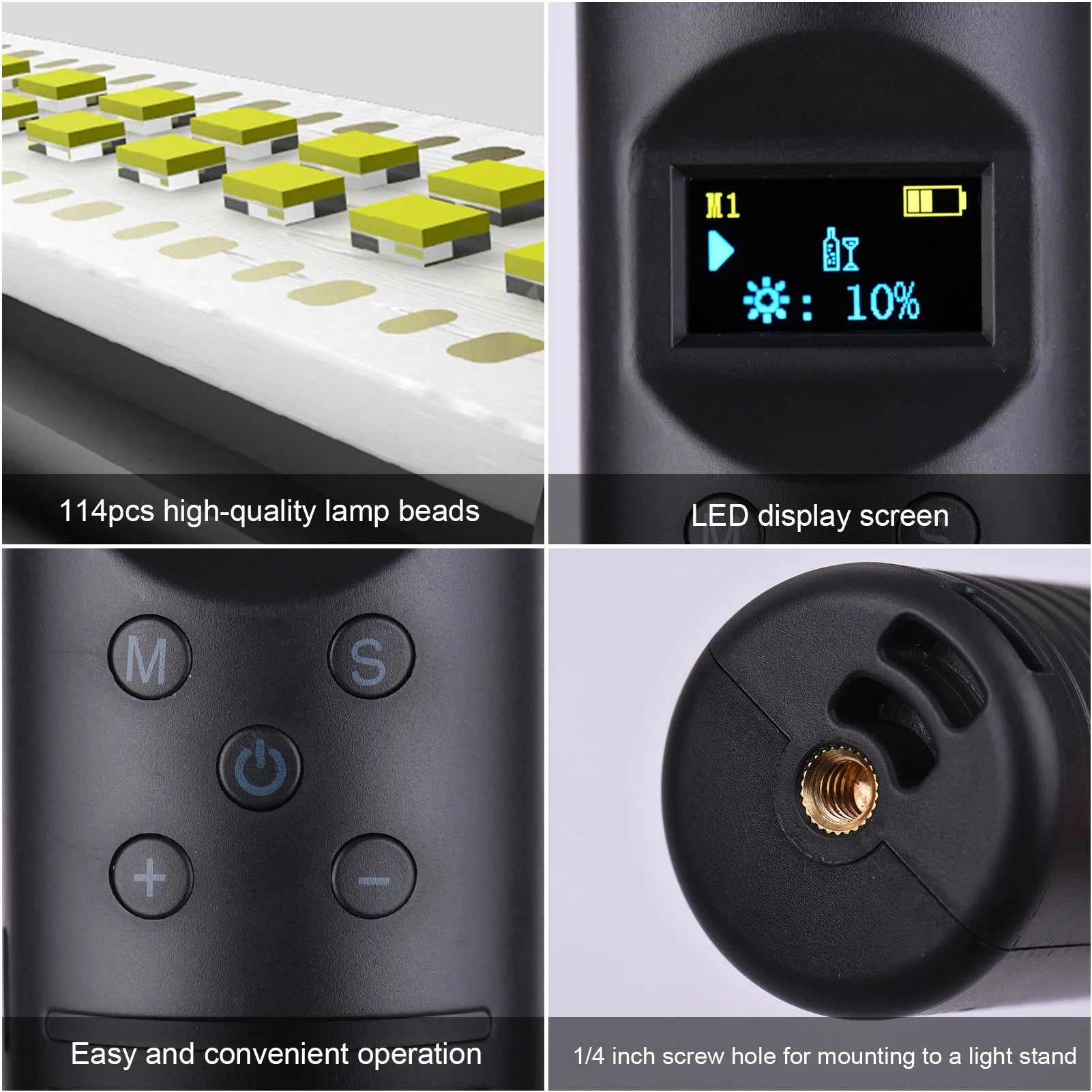 Handheld dual colour temperature LED photography light stick with RGB lighting modes and mounting bracket