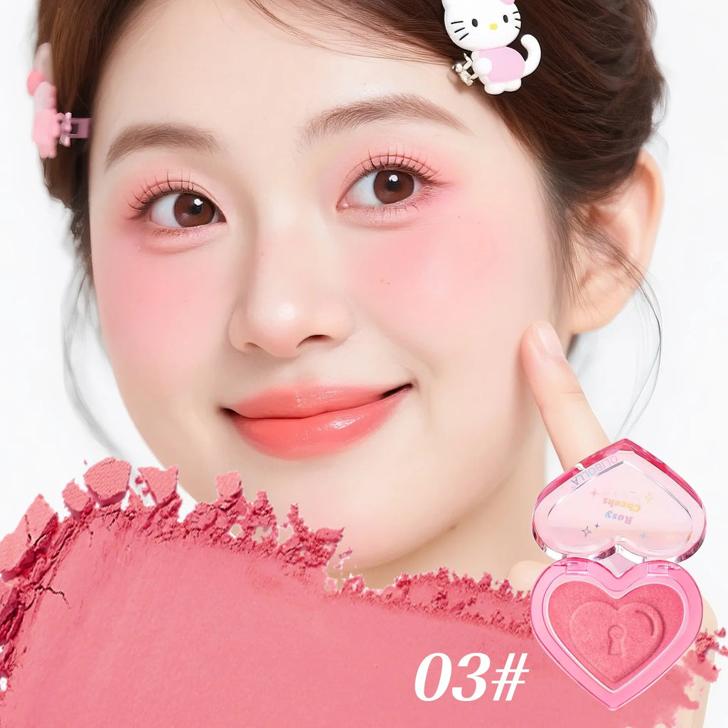 Peach heart blush contour compact with powder blusher in four colour options for neutral skin types