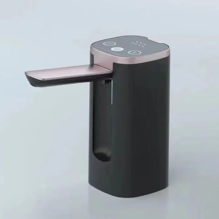 White folding bucket table water dispenser pump with LCD touch screen and silicone tube.