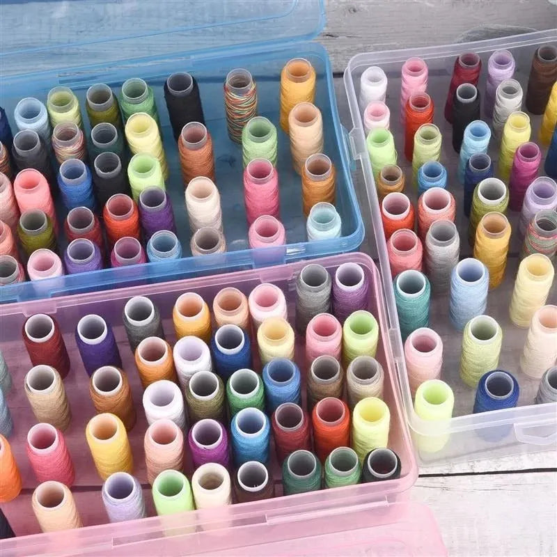 42 axis multifunctional plastic embroidery thread storage box with removable dividers in blue colour.