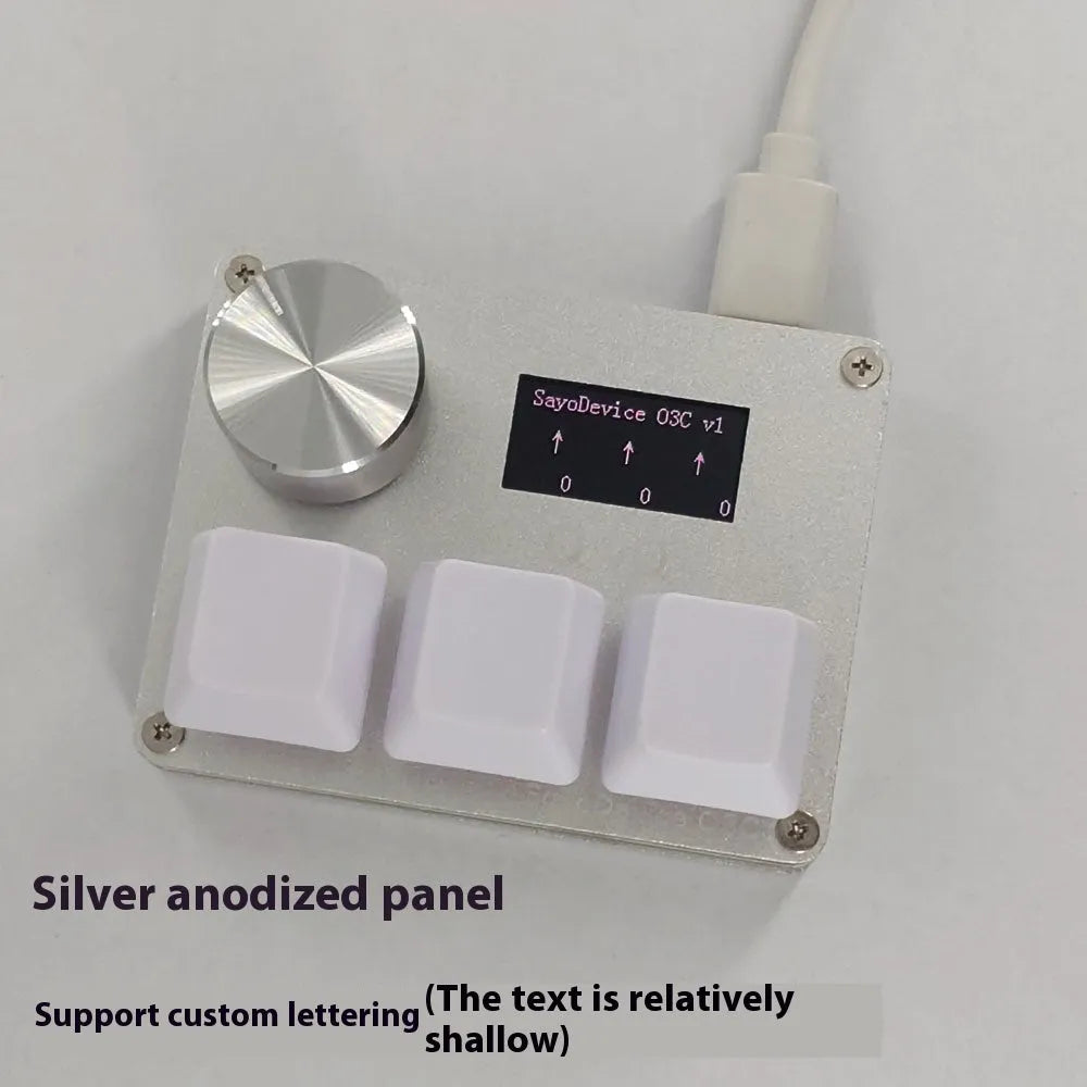 Customisable magnetic axis numeric game keyboard with screen and control knob in black, pink, silver, or white