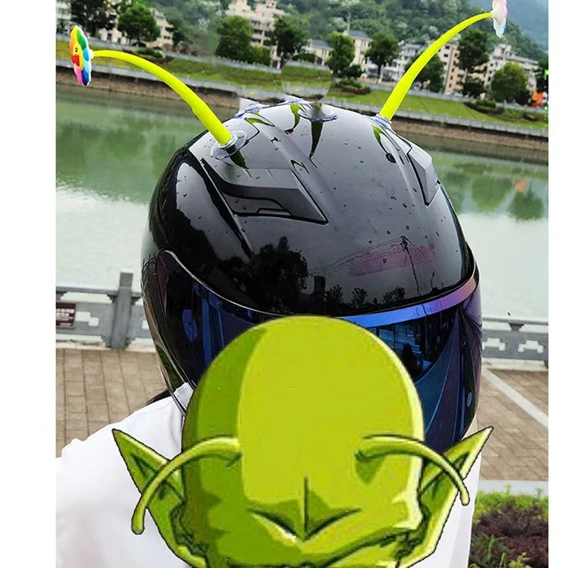 Silicone swinging sunflower decoration with suction cup for helmet personalisation.