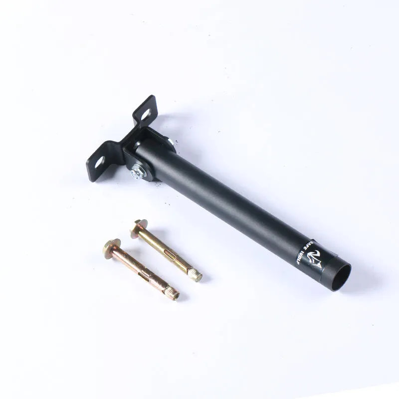 Wall-mounted steel barbell gun barrel rack holding 25 tubes with expansion screws