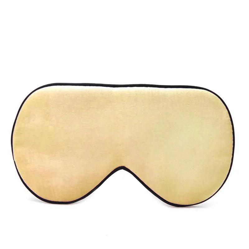 Double-sided mulberry silk sleep mask with embroidered print in various colours.