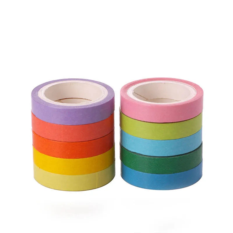 Solid colour candy tape set 10-colour rainbow washi tape rolls 7.5mm width 5m length