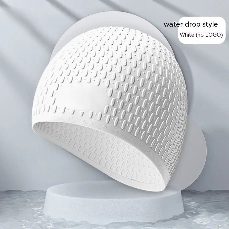 Solid colour silicone swimming cap for adults, shown in one of eight available colours including Tiffany Blue.