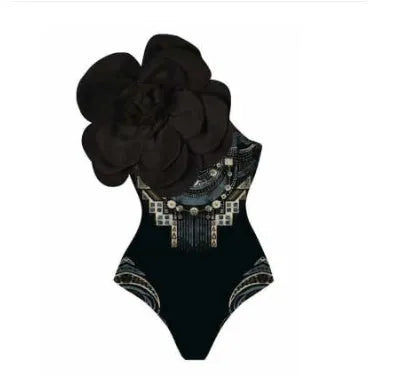 One-piece swimsuit with European American fit in floral or solid colour patterns for swimming