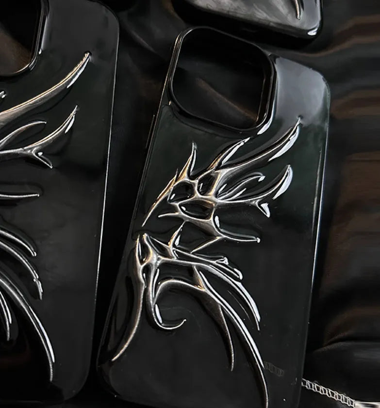 iPhone protective case with three-dimensional blooming wings design in blurred wings colour