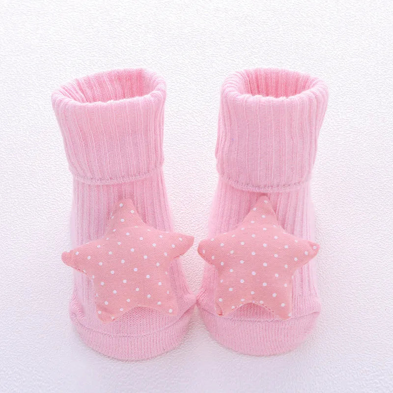 Cotton infant floor socks in multiple patterns with size options XS to M
