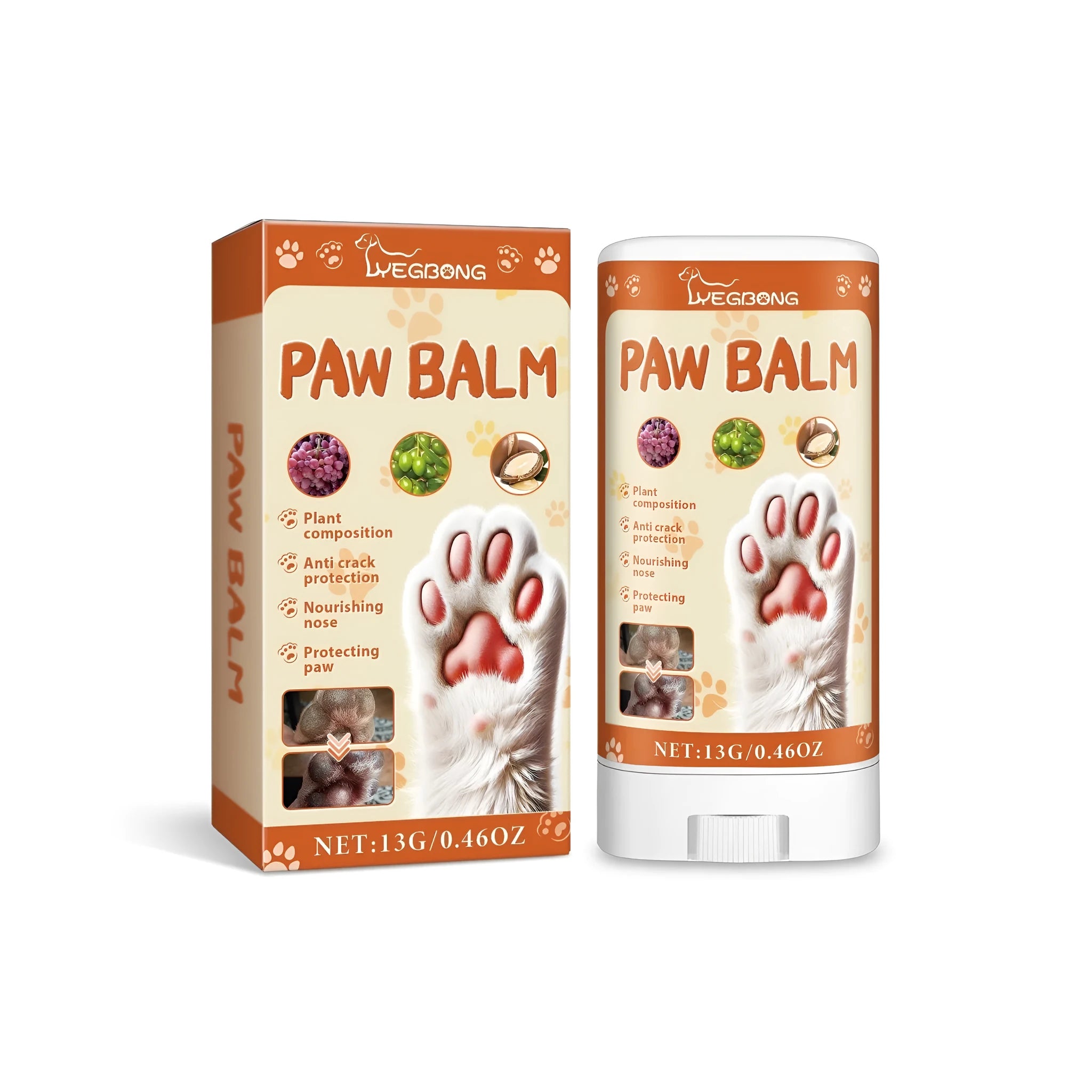 13g tube of pet anti-cracking paw protection cream measuring 3.8x2x7.6cm