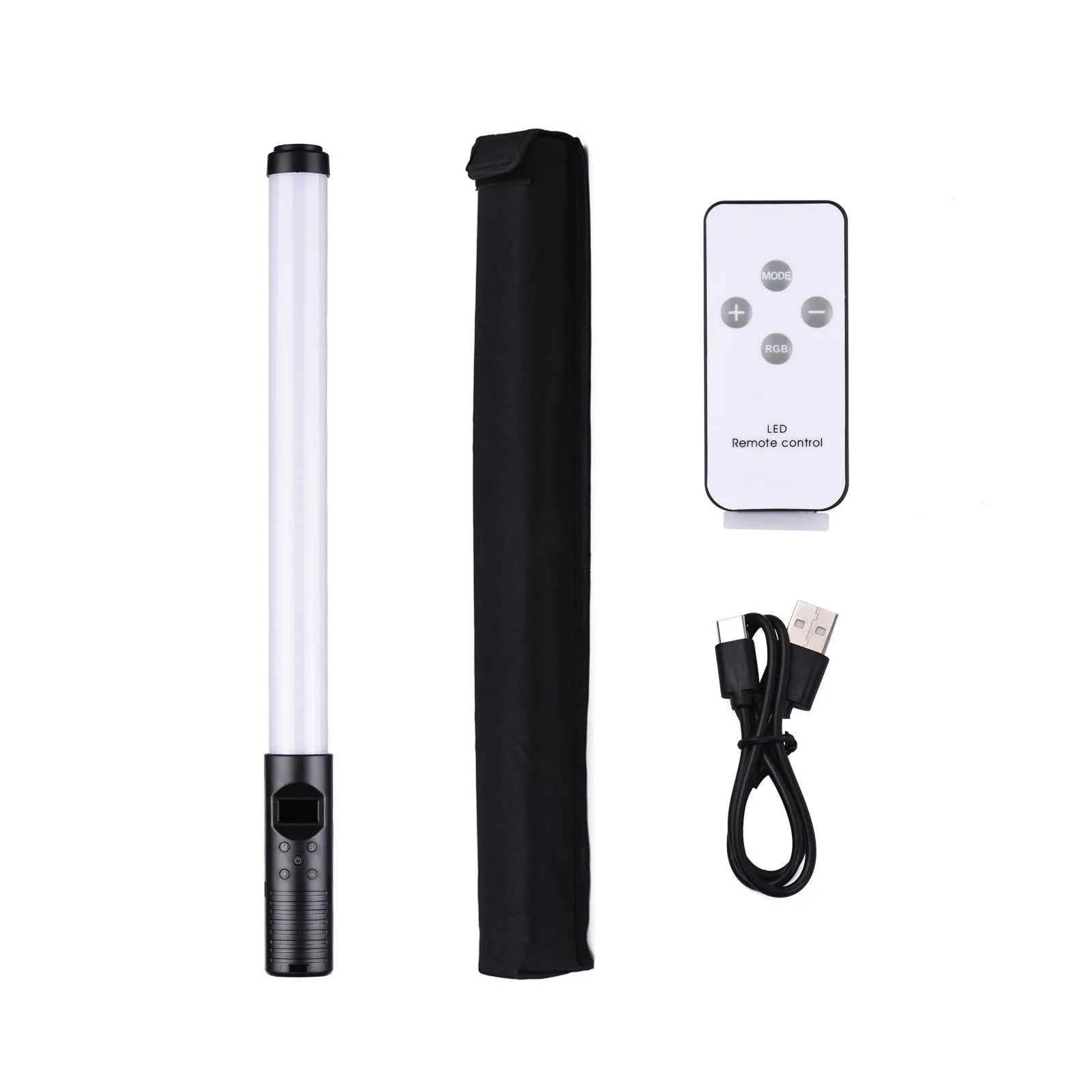 Handheld dual colour temperature LED photography light stick with RGB lighting modes and mounting bracket