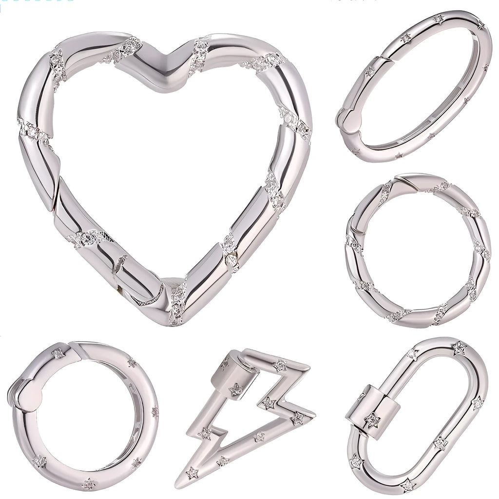 Copper climbing heart button fastener with micro-inlaid zircon stones and gold electroplating.