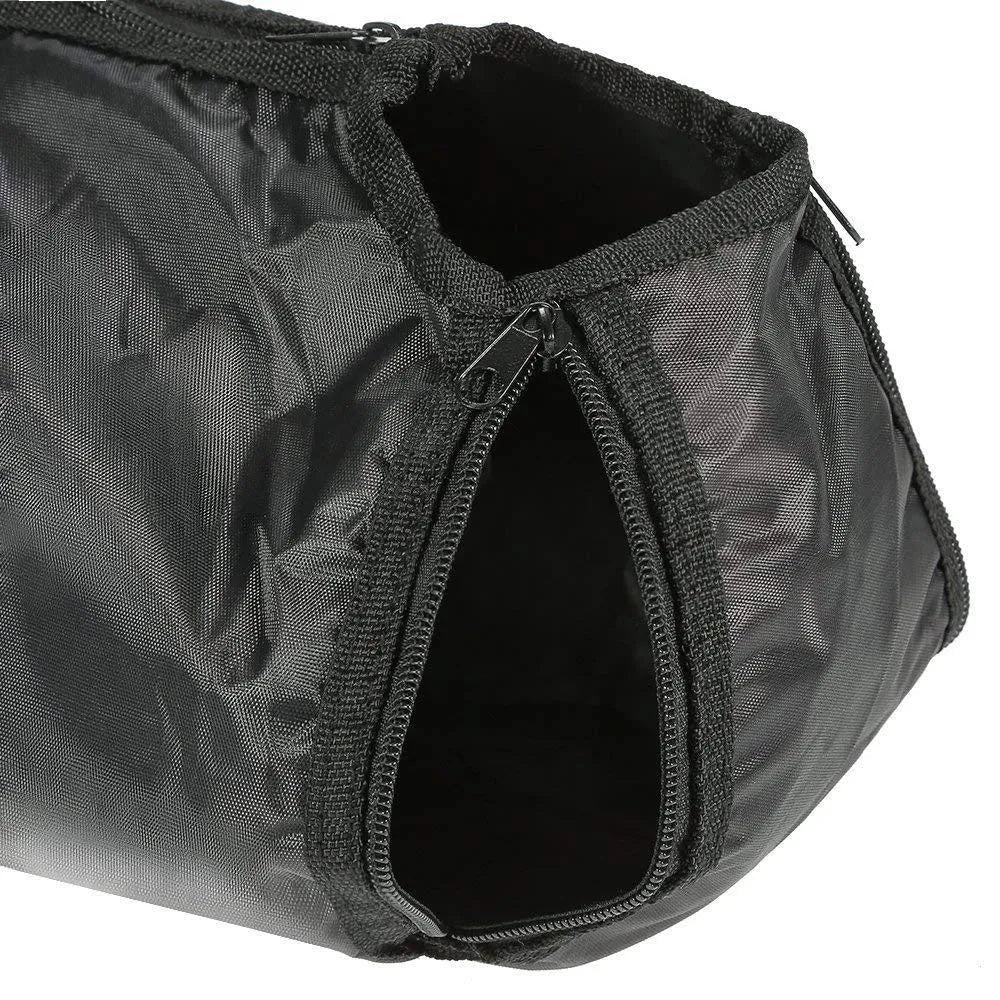Black cat medicine feeding and bath bag with 420D PU Oxford fabric measuring 28cm long