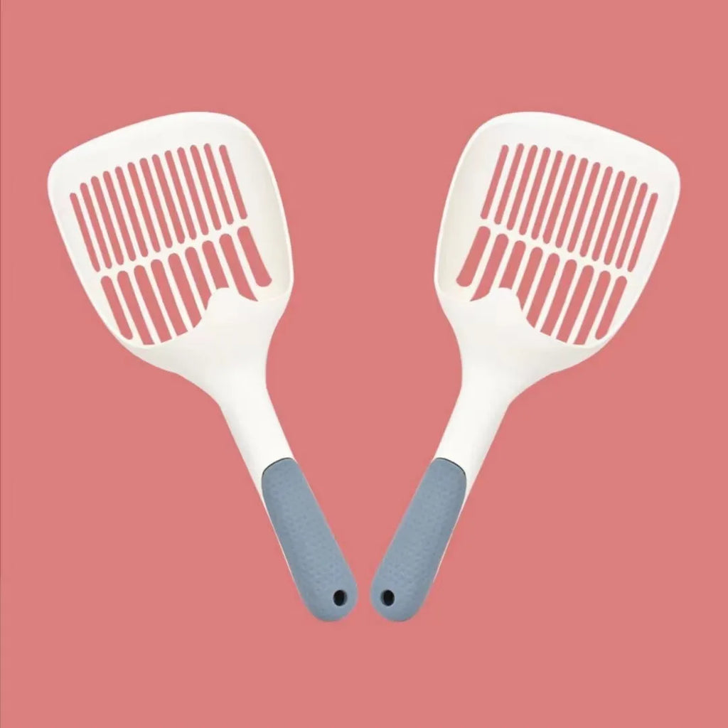 Large plastic cat litter shovel for cleaning tofu and clumping litter.