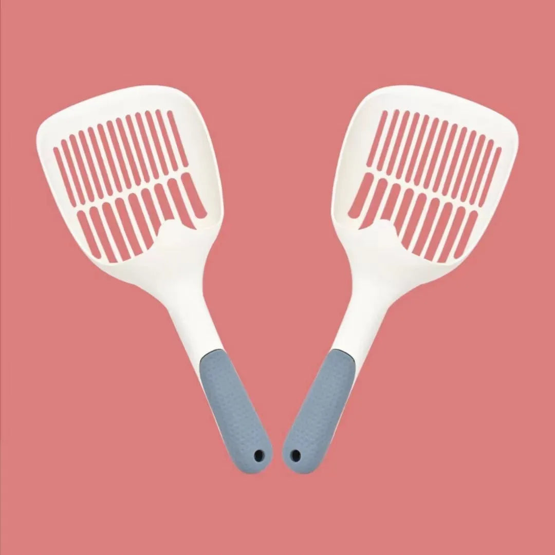 Large plastic cat litter shovel for cleaning tofu and clumping litter.