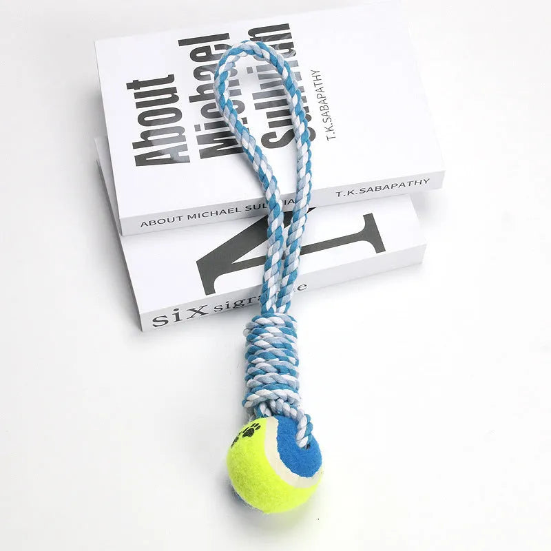 38cm long cotton rope dog tug toy in red white and blue white colour options