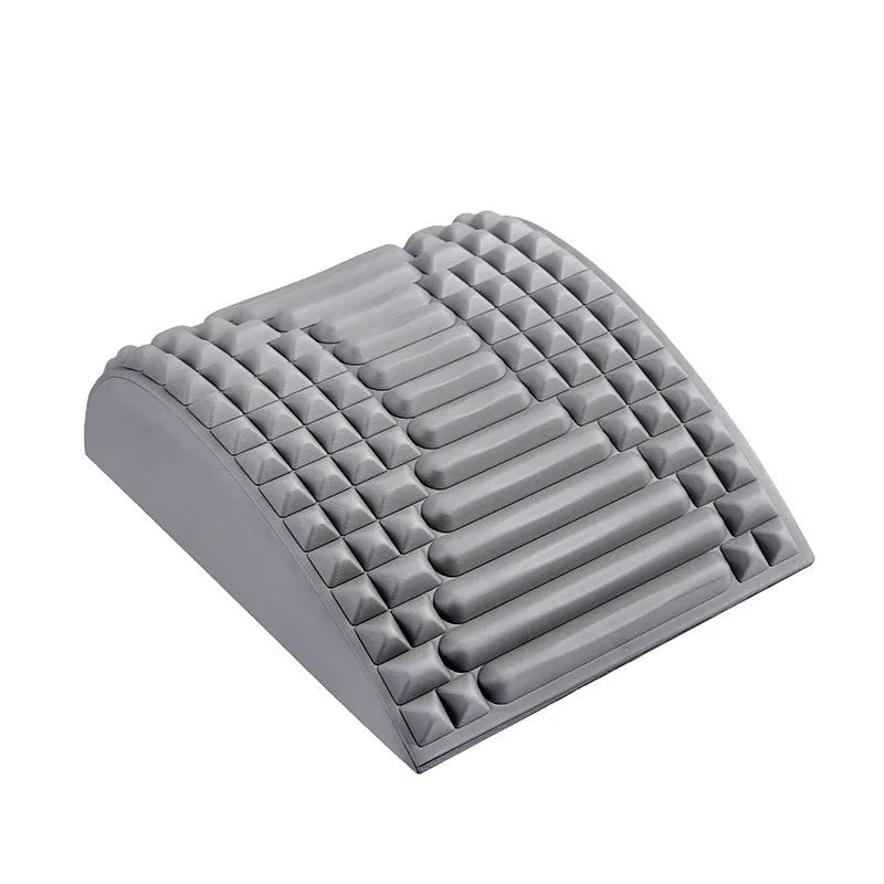 Blue EVA foam back stretcher pillow for lumbar support and acupressure massage.