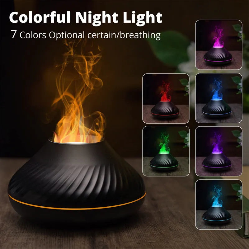 Beige and black USB-powered aroma diffuser with colour-changing LED light and water mist output