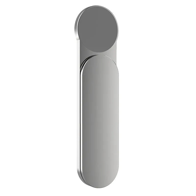 Silver aluminum alloy dual screen extension bracket with magnetic phone holder on desktop