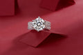 Eternal Vow wedding ring set with 5-carat moissanite in platinum-plated S925 silver band with gift box and GRA certificate