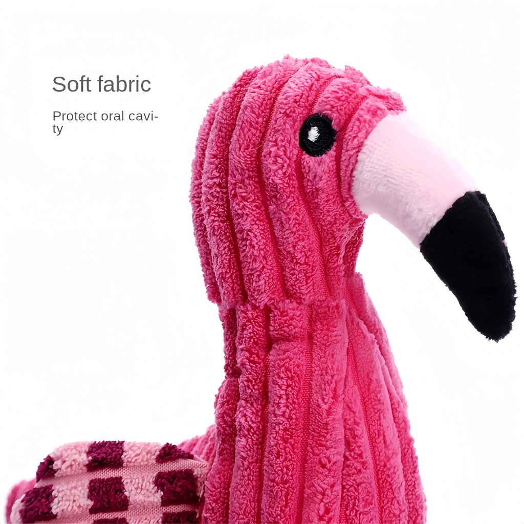 Pink corduroy animal-shaped dog toy with squeaker for small and large breeds