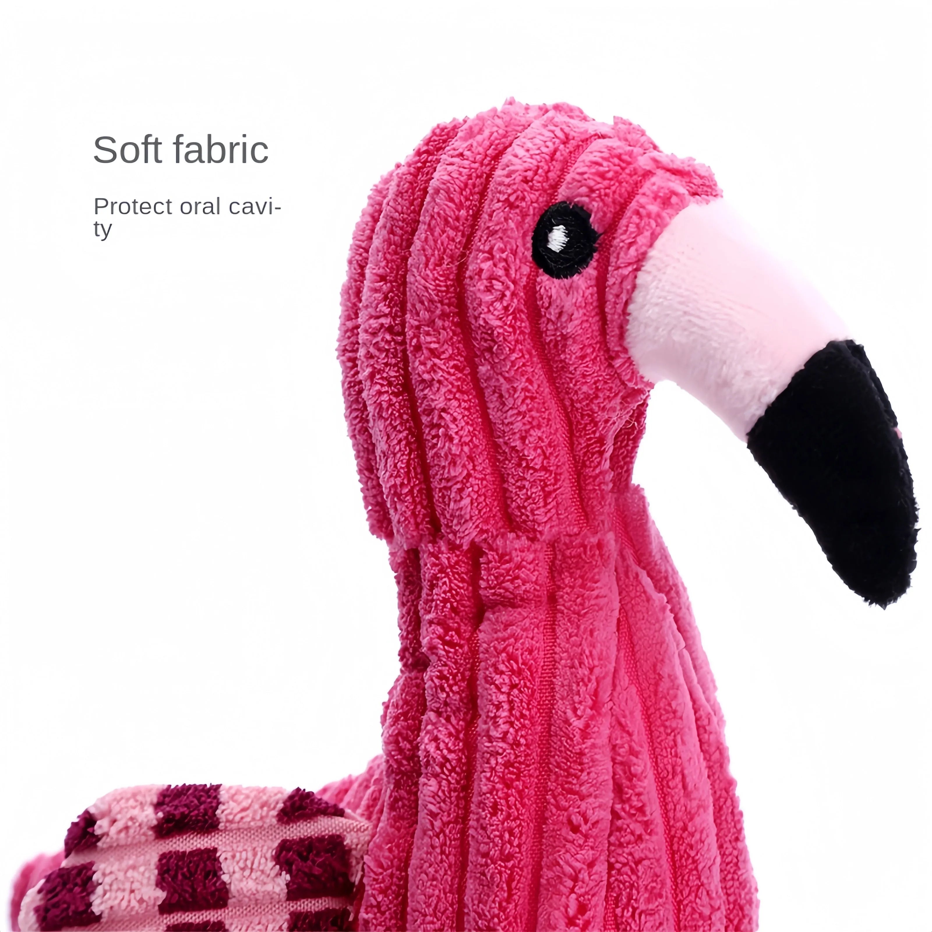 Pink corduroy animal-shaped dog toy with squeaker for small and large breeds