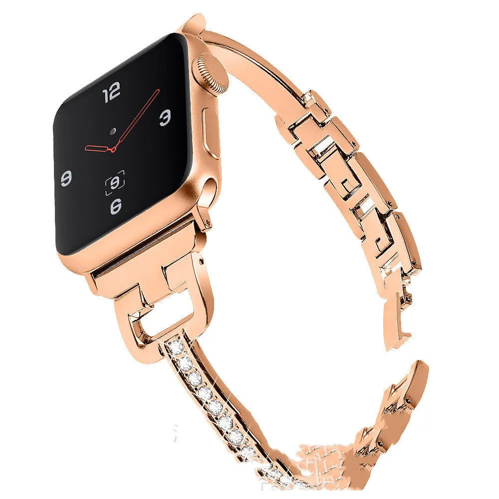 D-shaped metal diamond strap for Apple Watch in six colour options