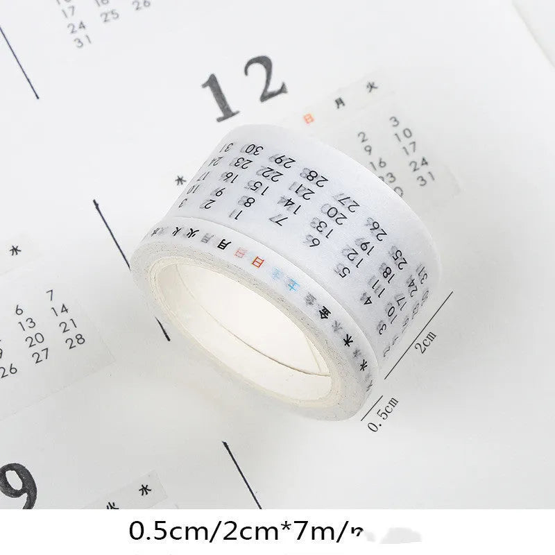 Digital hand account tape set of 2 rolls – calendar tape 2cm and weekly tape 0.5cm, each 7 metres long