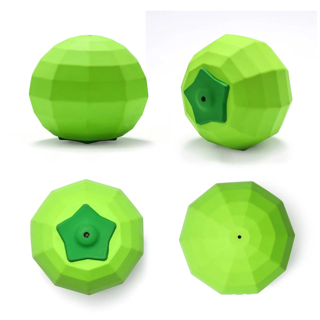 Green natural rubber squeaky dog toy ball for large breed aggressive chewers