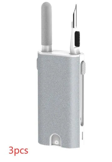 5-in-1 screen and earphone cleaning kit with integrated brush, sponge and metal tip tools