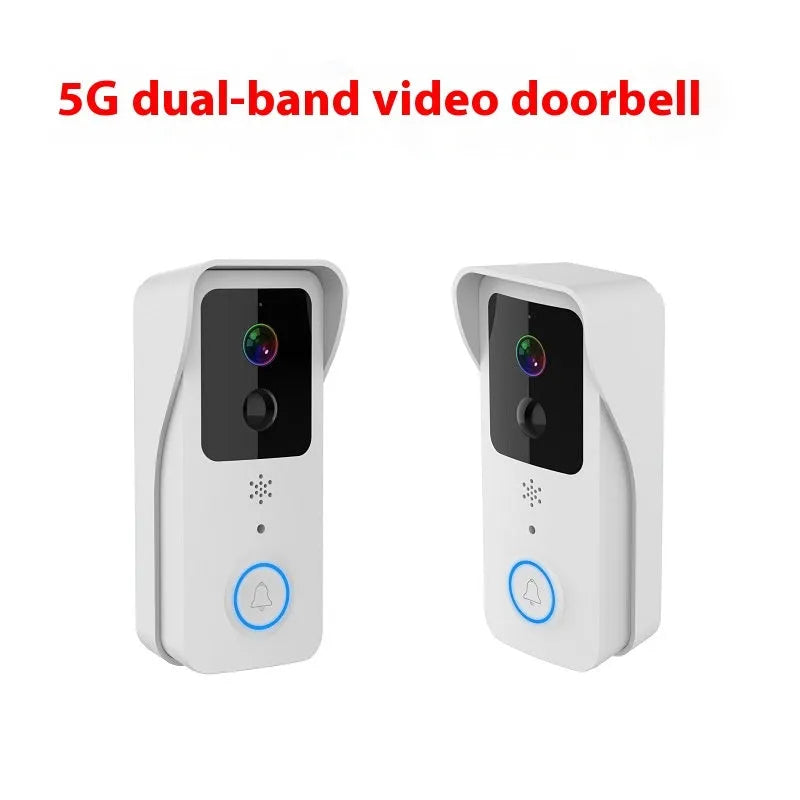 Black and white smart waterproof visual doorbell with HD camera for remote app intercom.