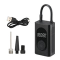Portable handheld mini wireless tyre pump with power bank and flashlight on a grey background.