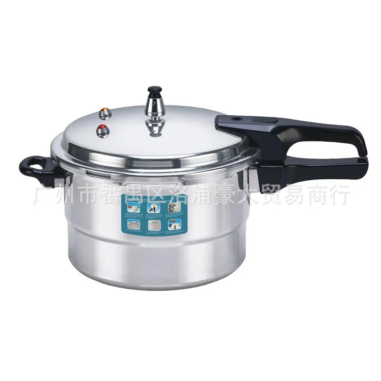 White 22cm 5L aluminium alloy pressure cooker with double-sole bottom for gas and induction hobs