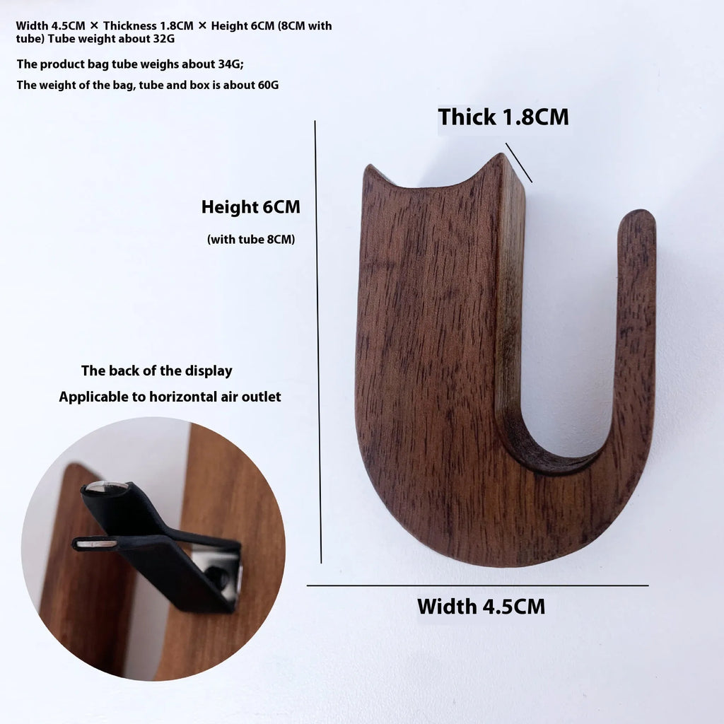 Wooden car vent decorative vase with clip, beech wood cat-shaped design on air vent