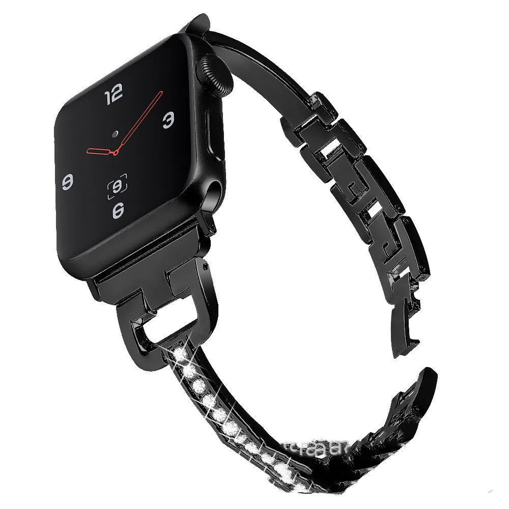 D-shaped metal diamond strap for Apple Watch in six colour options