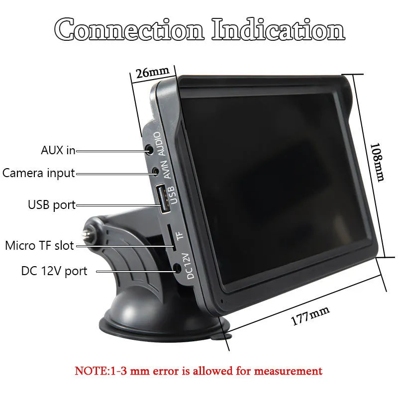 7-inch car display screen showing wireless CarPlay interface with 1024x600 HD resolution