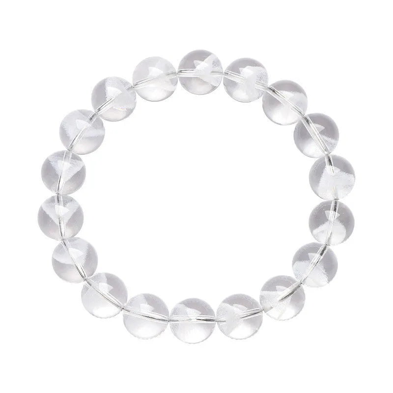 Women's white crystal pyramid bracelet with Ruyi charm showing natural ghost pyramid design