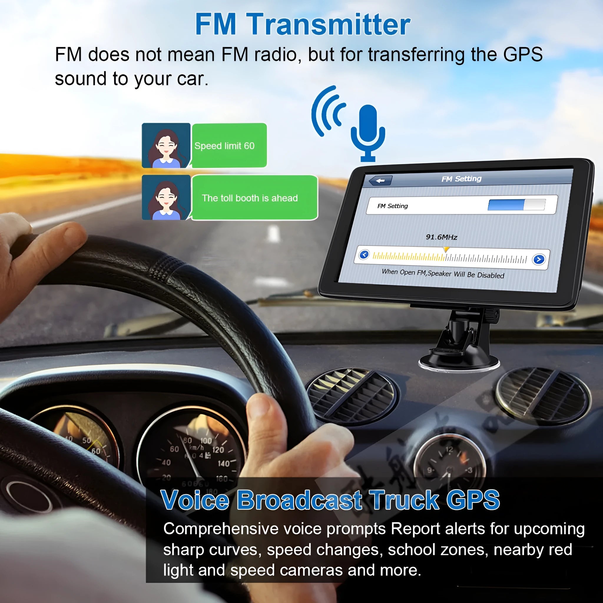 7 inch car GPS navigation device with touchscreen display showing map interface