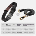 Black leather bandana collar with matching explosion-proof pulling rope for large dogs